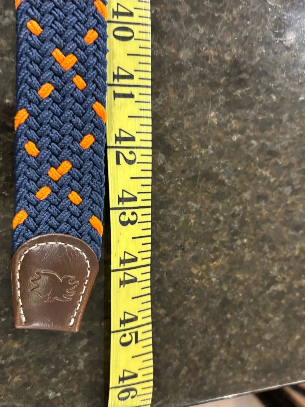 Roostas Men’s Woven Navy & Orange Braided Belt with Leather Trim
